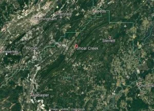 Map of where tornadoes hit Shoal Creek