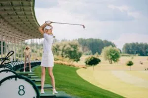 Woman at driving range