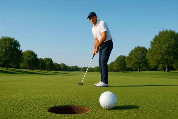 AI-generated image of a golfer putting a golf ball