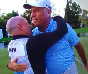 Stewart Cink and caddie